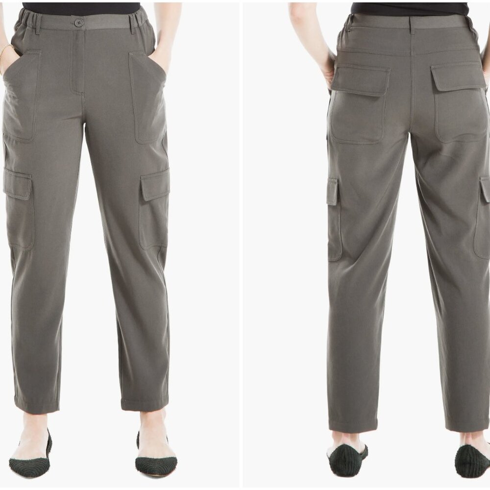 MAX STUDIO Soft Twill Cargo Pants in Ivory NEW Sz L